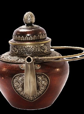 藏式红铜酥油茶壶尼泊尔手工净水壶铜茶壶水壶酒壶敬水壶西藏摆件