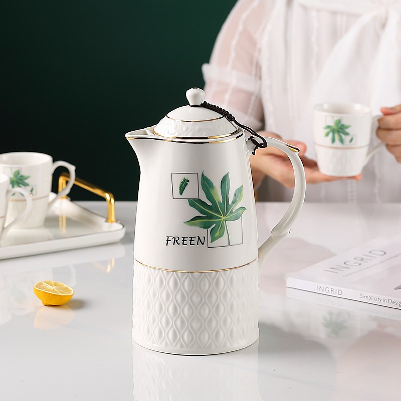 陶瓷冷水壶套装耐热防爆家用大容量凉水壶茶壶水杯创意北欧柠檬冰