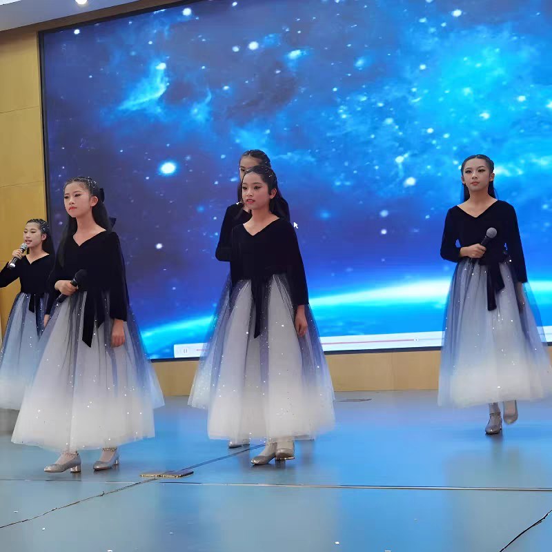 六一儿童合唱服演出服中小学生大合唱团朗诵表演服纱裙男女童礼服