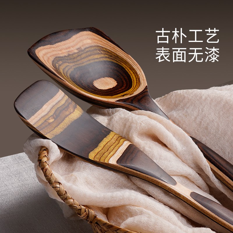 勺铲彩木锅铲家用实木质烙饼汤漏勺耐高温炒菜套装不粘锅专用铲子