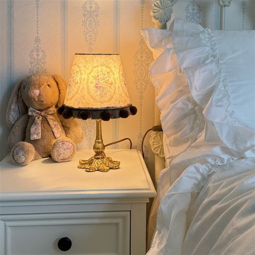 欧式中古风黄铜书房客厅卧室床头灯花环装饰复古台灯小夜灯氛围灯