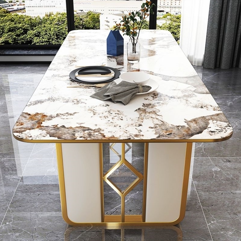 意式轻奢不锈钢桌腿桌脚桌架支架定制大理石岩板餐桌桌腿金属底座