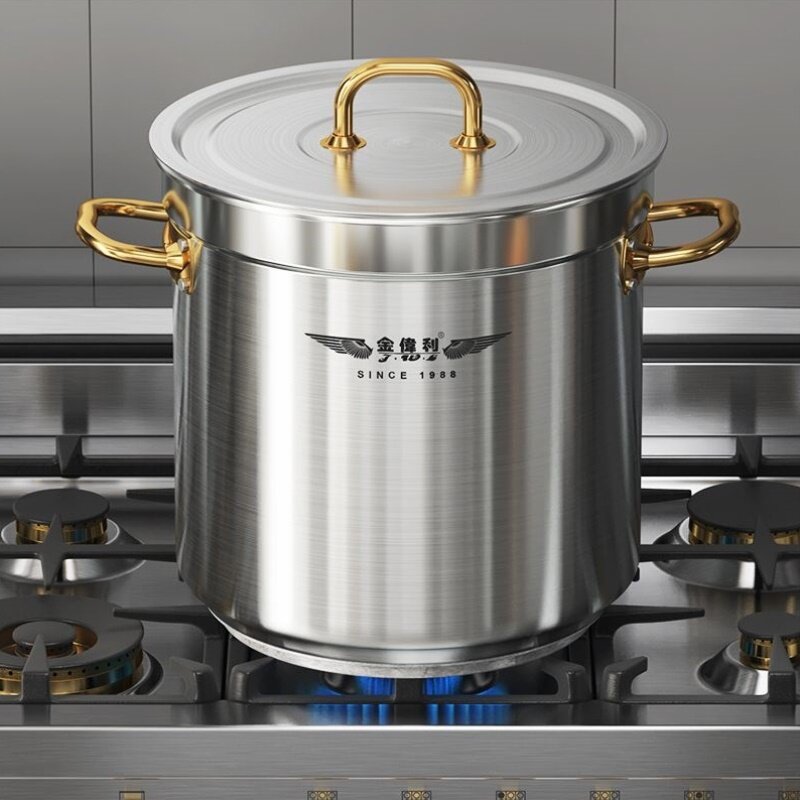 翅片节能汤桶304不锈钢商用燃气复合底节能大汤锅卤水熟食聚热桶