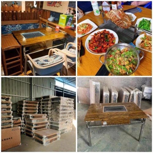 无烟烧烤桌木炭不锈钢自助烧烤桌商用家用户外庭院烧烤小烤肉桌