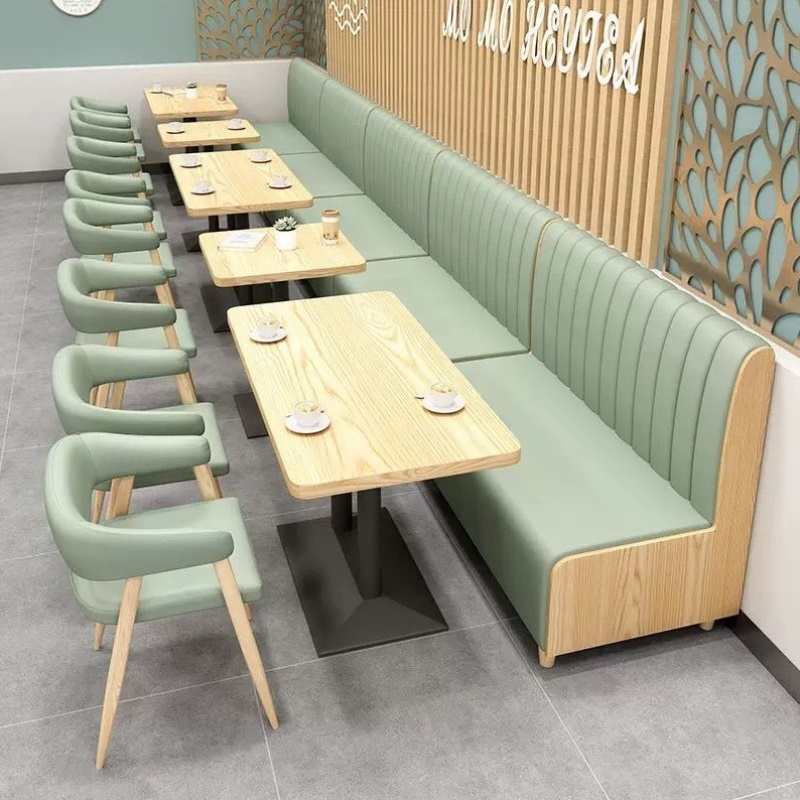 定制餐饮小吃店食堂餐厅靠墙卡座沙发面馆汉堡火锅奶茶店桌椅组合