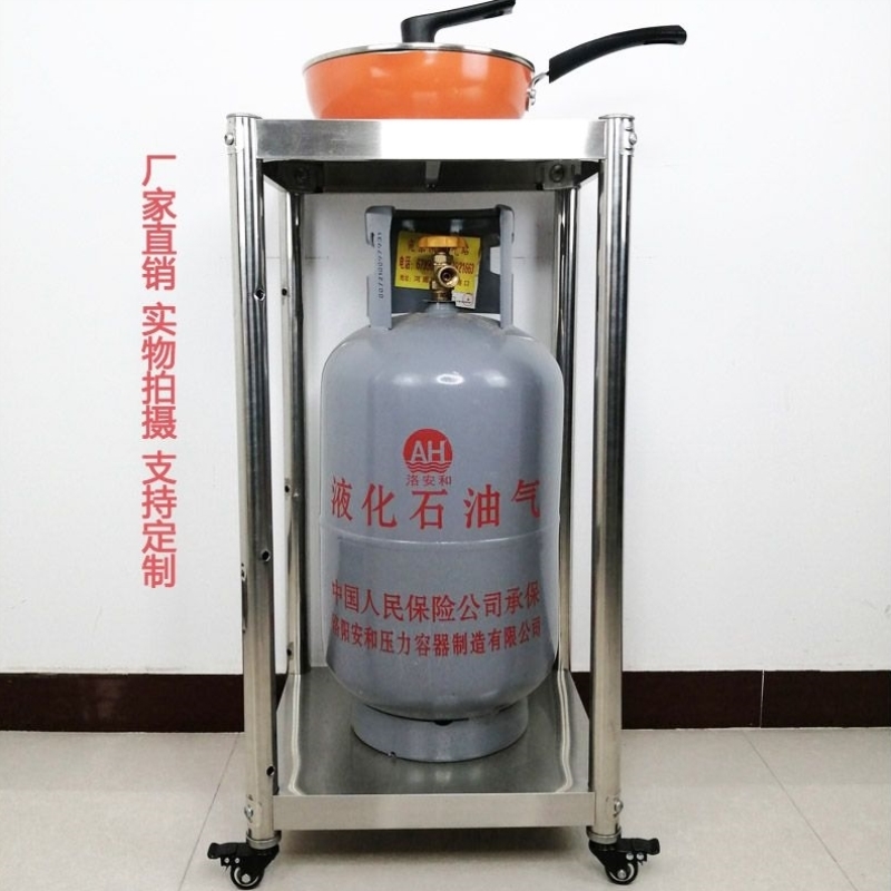 不锈钢厨房煤气罐灶台置物微波炉烤箱收纳架可移动小推车两层带轮
