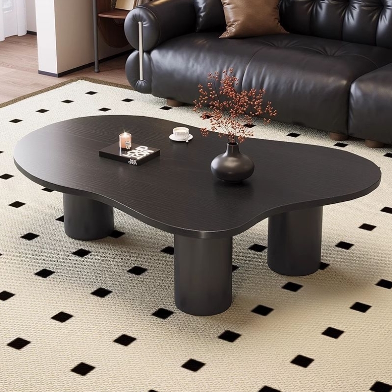 法式极简轻奢复古胡桃木云朵茶几小桌子小户型客厅家用中古风实木