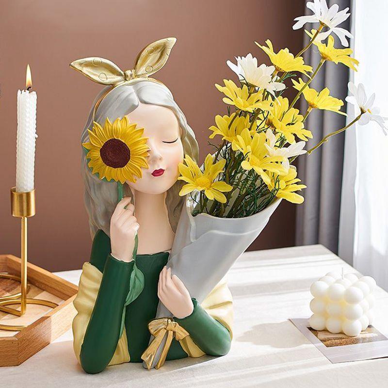 北欧可爱女孩花瓶ins风高