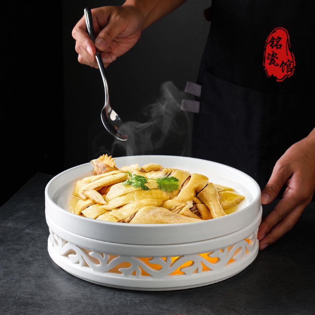 中式陶瓷明炉盘子蜡烛加