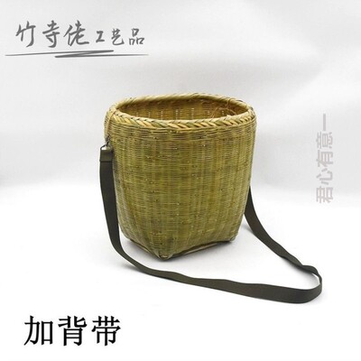 竹编长方形竹筐篓子车篓背篓水果茶叶采摘收纳竹篮子手工编织篮子