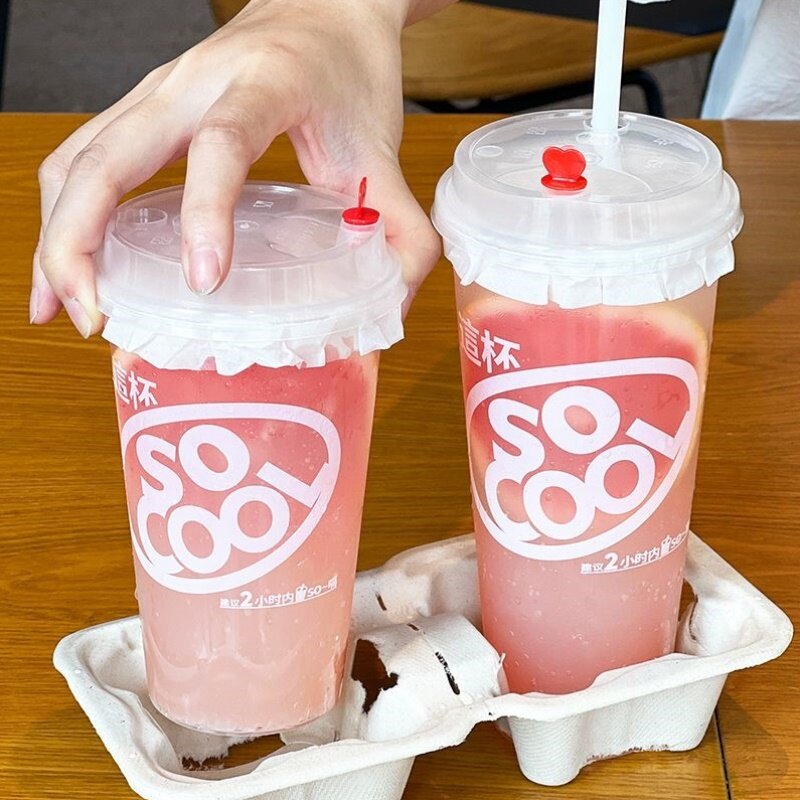90口径一次性奶茶杯子高颜值500ml700透明冷饮注塑杯商用带盖定制