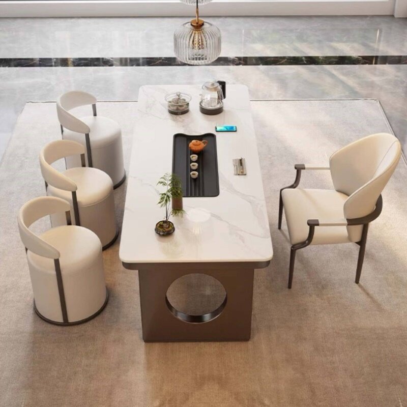 意式轻奢岩板茶台烧水壶一体现代简约客厅阳台家用功夫茶桌一整套