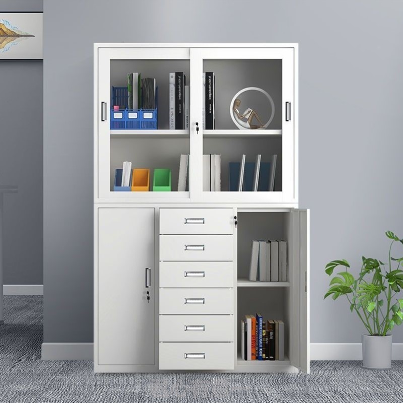 加厚铁皮文件柜1180宽中六斗抽屉钢制资料柜财务柜a4办公室档案柜