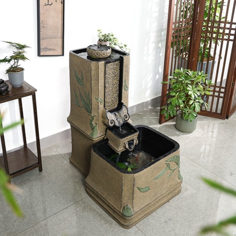 新中式流水摆件客厅茶室造景水晶球风水轮循环水喷泉阳台水景鱼缸