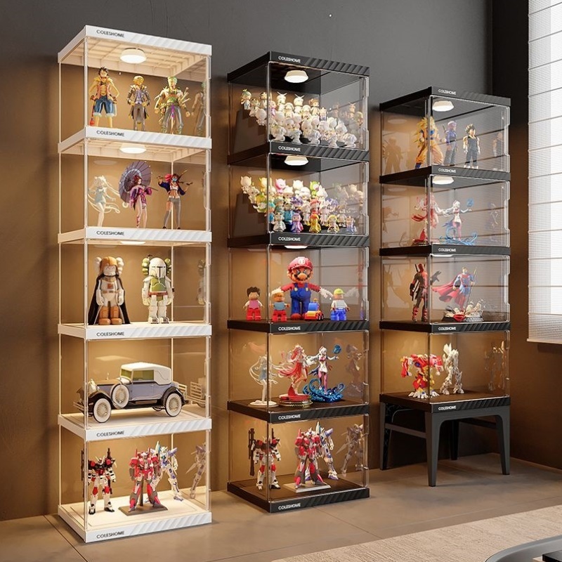 手办展示柜透明模型玩具陈列柜家用公仔置物架高达盲盒展示盒