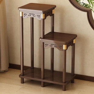 花架置物架阳台实木多层落地式 花台多肉绿萝花盆架子 家用客厅中式
