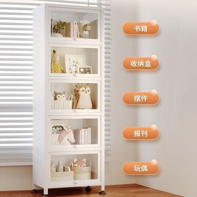 防尘书架落地客厅多层置物架透明展示柜储物柜家用收纳带门书柜