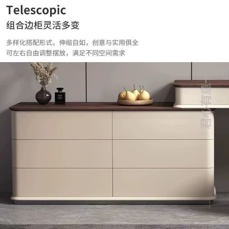 新款胡桃木梳妆台卧室简约现代抽屉式收纳柜化妆桌六斗柜妆台一体