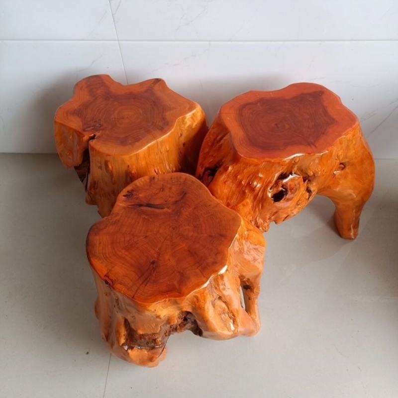 根雕凳子茶几坐凳花架底座木墩摆件实木树桩木凳木桩天然原木一体