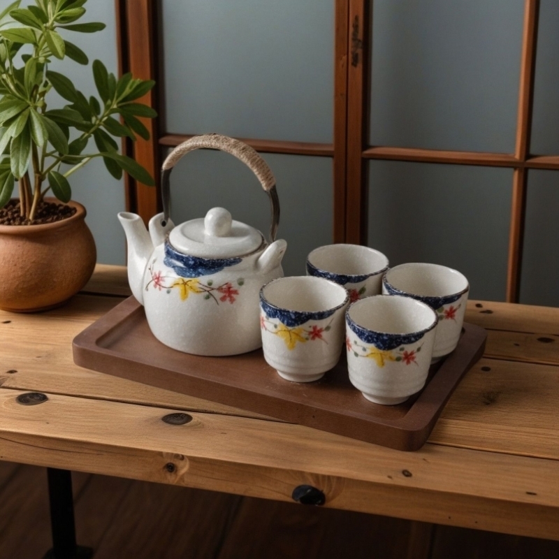 手绘陶瓷装家用简约6个水杯水具套装客厅创意早餐杯耐热杯子