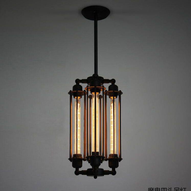 工厂销售美式乡村复古工业风创意餐厅吧台卧室铁艺恶魔岛四头吊灯