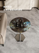 意式 轻奢大理石边几客厅沙发边桌阳台小圆边几简约岩板桌子小茶几