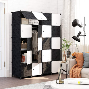 置地式 创意简易免洗魔片树脂收纳柜组合柜柜衣柜卧室衣橱布衣柜