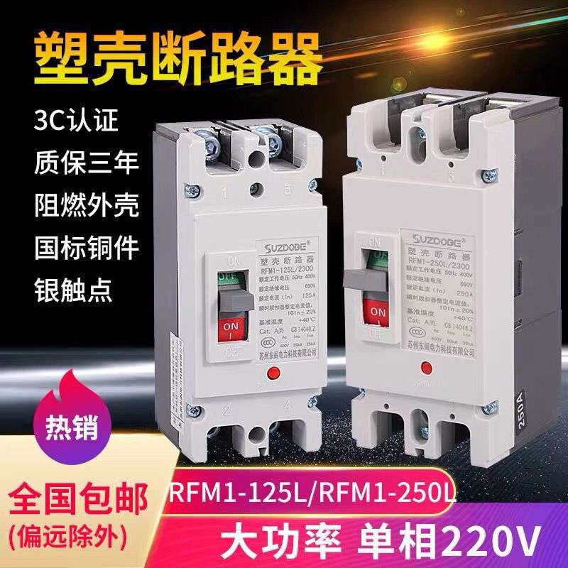 塑壳断路器2P空开100A150A200A250安 单相220V双极大功率空气开关