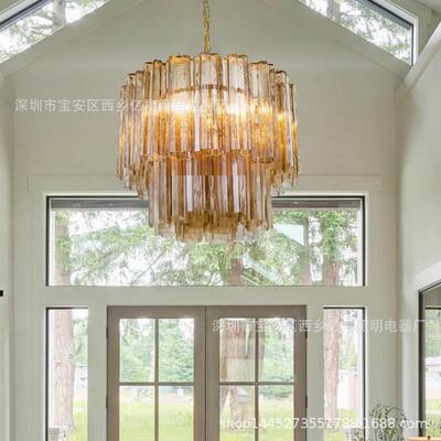法式复古别墅卧室灯大厅客厅灯中古新款餐厅灯穆拉诺玻璃吊灯
