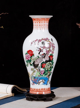 景德镇陶瓷器仿古青花瓷花瓶摆件客厅插花新中式电视柜家居装饰品