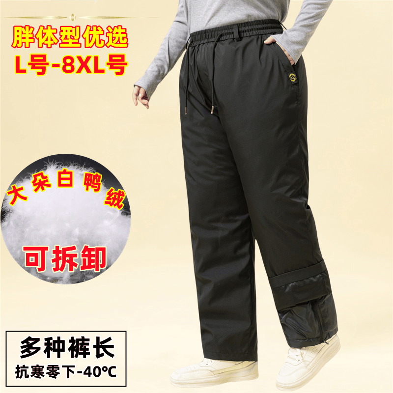 胖奶奶大码中老年宽松加厚羽绒裤
