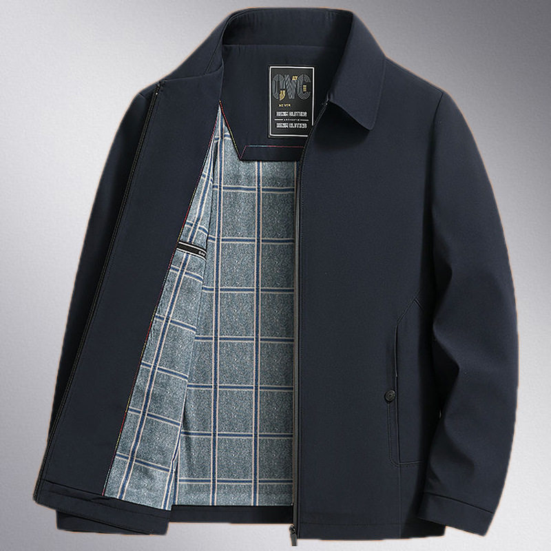 中年男士外套商务夹克衫春秋季中老年人上衣服薄款爸爸装爷爷褂子