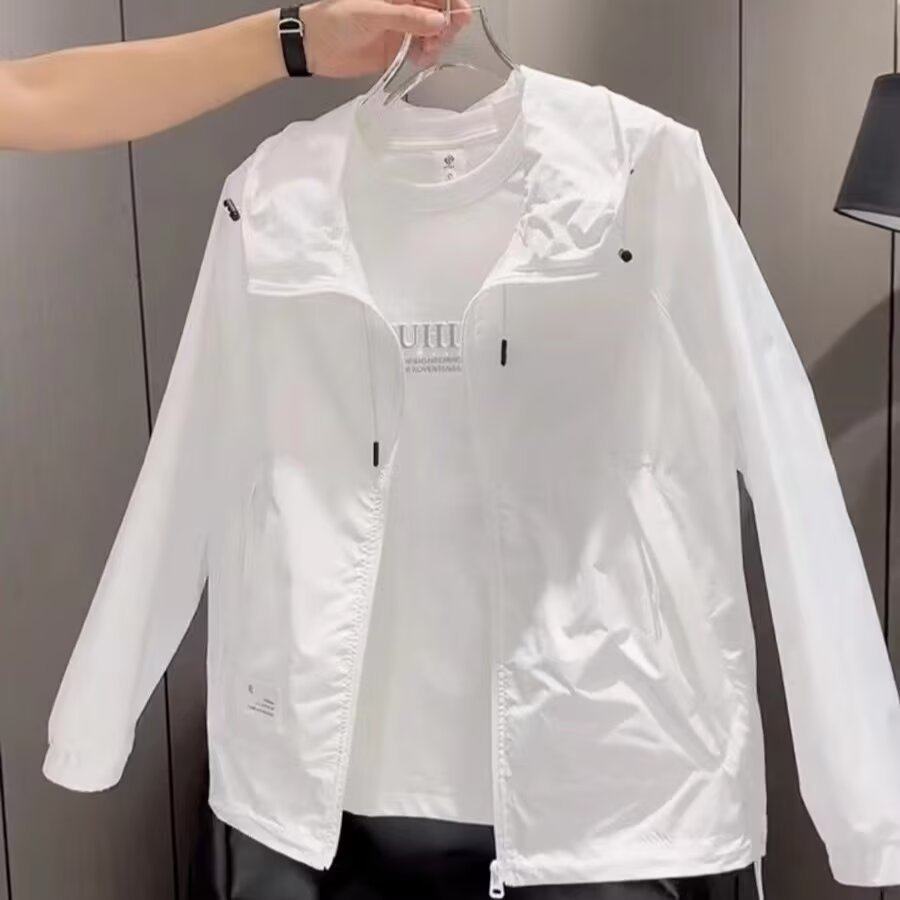2025夏季新款连帽薄款防晒衣男士感潮牌时尚百搭休闲夹克外套,男装,时尚防晒服,淘宝优惠券,粉丝福利购,淘宝优惠卷