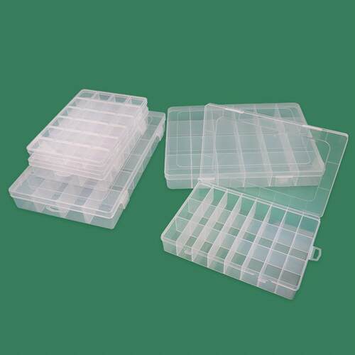 明塑料2格首透饰收纳盒电子元器件配类件盒4分格子饰品盒小零XBP