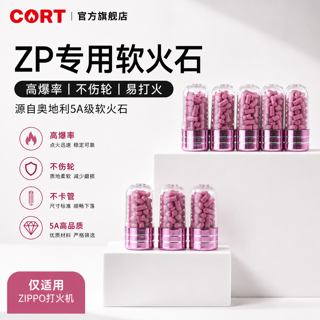 5A级加粗软火石ZIP专用进口定发财耗材棉芯2.5mm超软配件点火率高