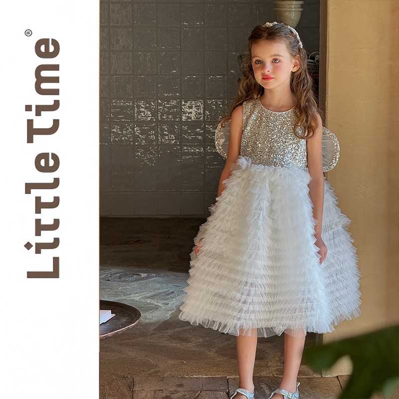 高端儿童公主裙夏季2025带翅膀蓬蓬裙女童生日六一白色礼服连衣裙