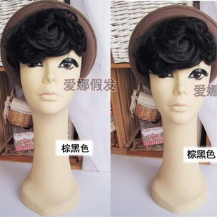 复古时尚欧美大妞潮人 蓬松多发量卷刘海片假发 修脸斜女接发片