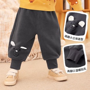 男童裤子冬装儿童加厚一体绒女童大屁屁裤AB婴儿冬款宝宝pp裤童装