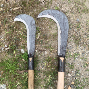大镰刀农用铁长柄割草刀老式一体砍柴弯连刀头别墅院子老家砍杂草