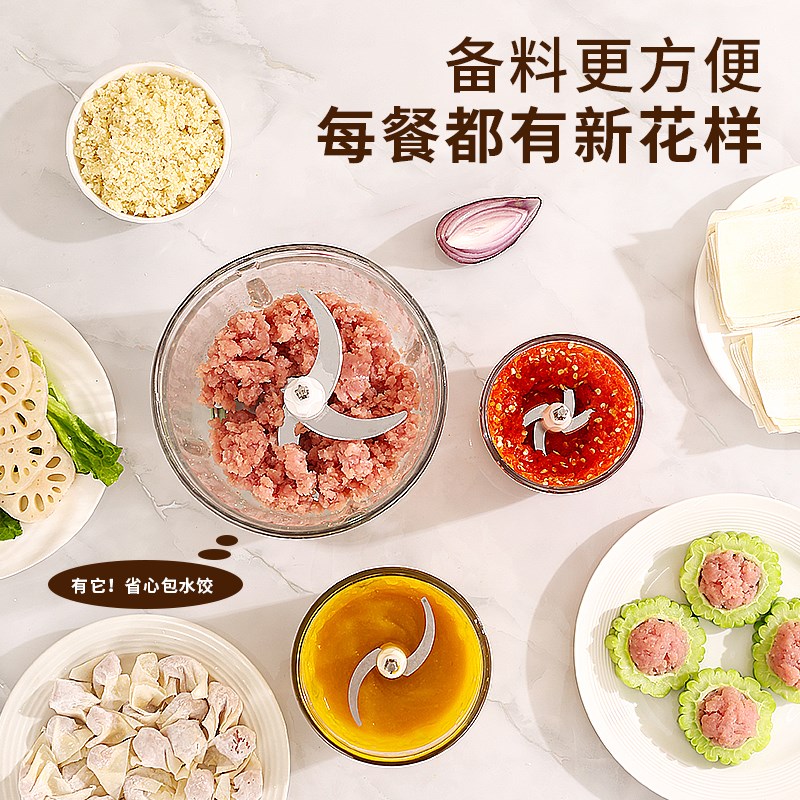 龙德利绞肉机家用全自动多功能小型电动辅食机肉馅碎肉料理搅拌机