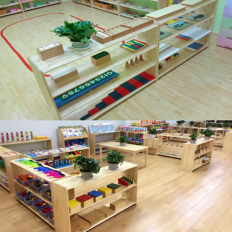 幼儿园实木玩具架蒙氏教具收纳柜儿童书架整理柜木质储物架区角柜