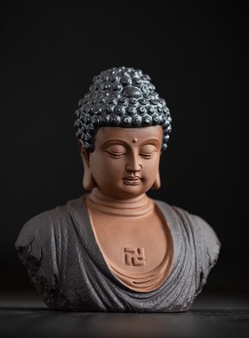 新中式释迦摩尼佛像摆件如来佛头陶瓷工艺品禅意家居玄关桌面装饰