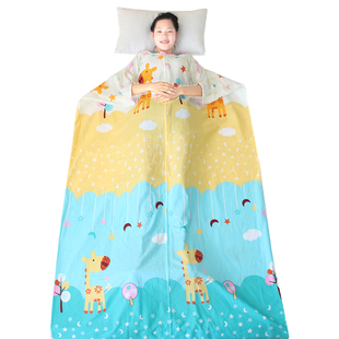 皓润琪春夏季单层纯棉布睡袋儿童中大童学生全棉空调防踢被子薄款