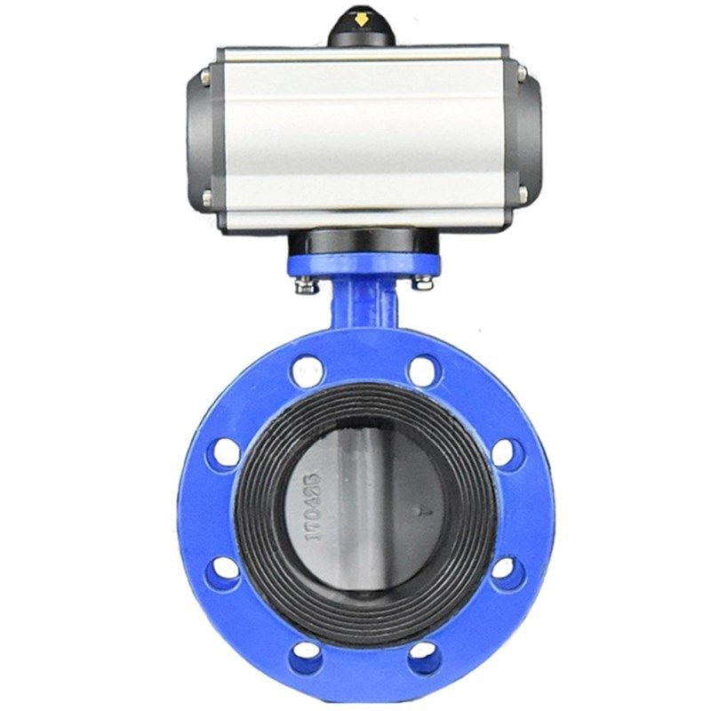 D641X气动蝶阀 球墨铸铁气控法兰软密封中线开关阀气缸快速切断阀