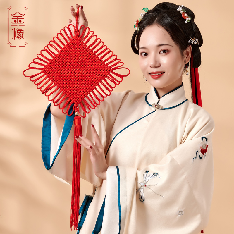 中国结小号金色贴福字挂件招财纳福春节日喜庆大红色门店商场装饰