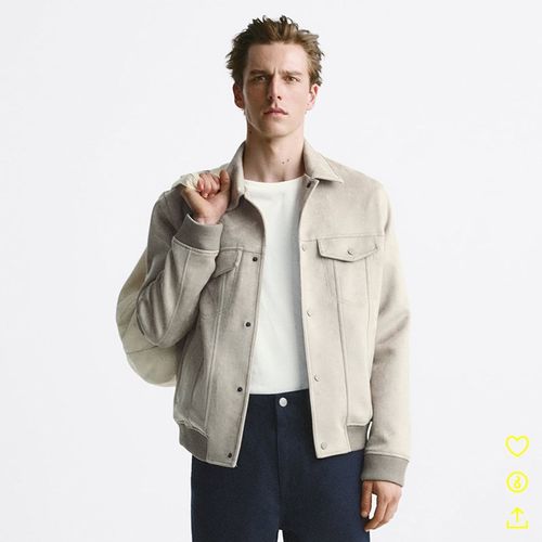 春季新款男士绒面革质感夹克ZA3548685欧美简约男装麂皮绒外套