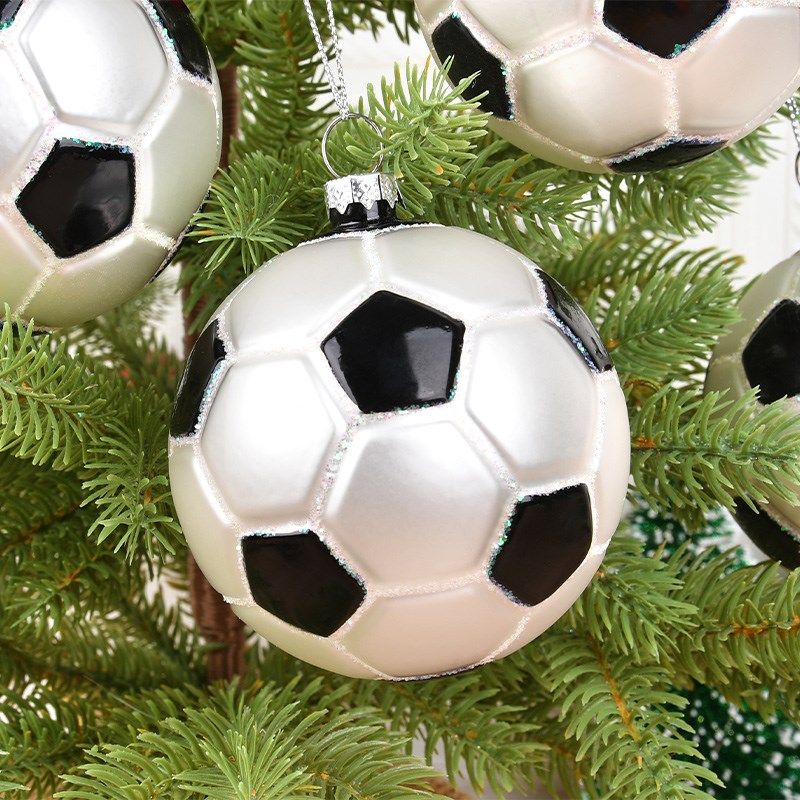 圣诞节玻璃足球造型吊饰居家圣诞树装饰用品商场橱窗场景布置挂件