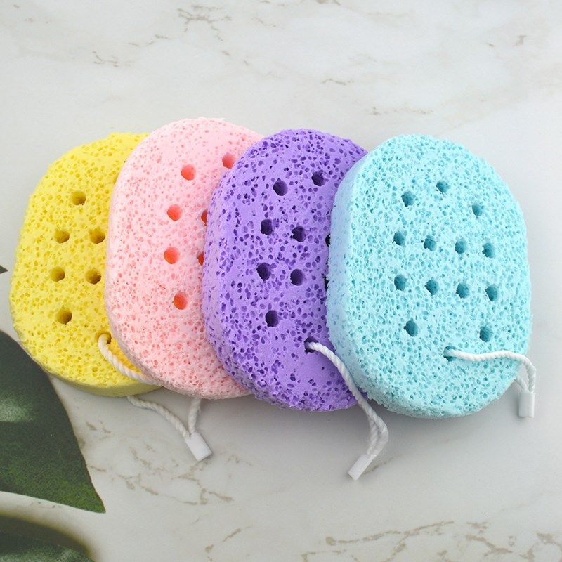 4片藕形大孔带挂绳洗脸扑pva海绵洁面扑卸妆深层清洁脸部超强吸水,家庭/个人清洁工具,面扑/粉扑,淘宝优惠券,粉丝福利购,淘宝优惠卷