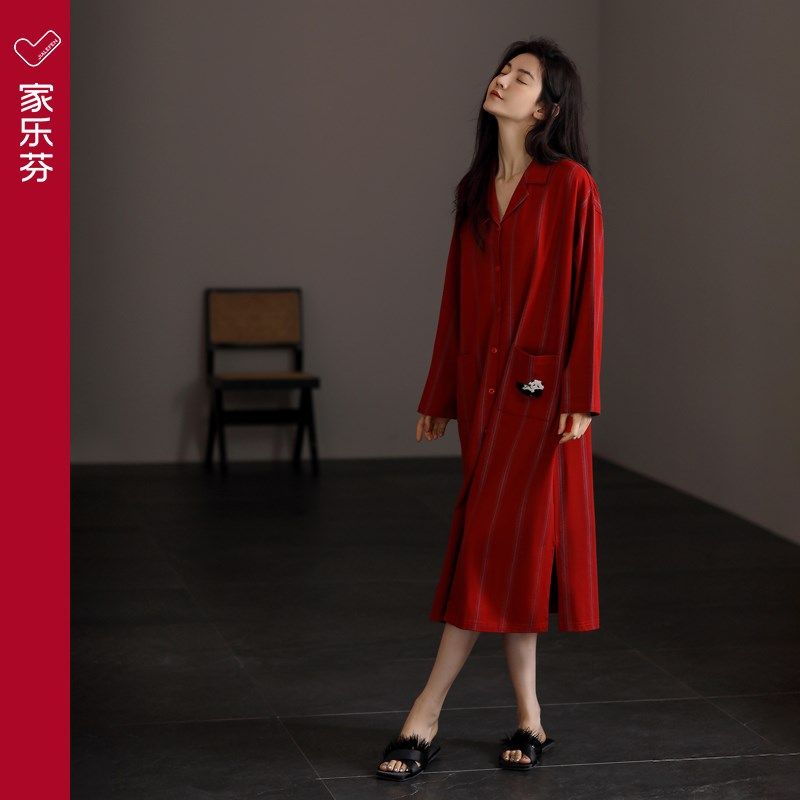 家乐芬大红色睡裙女士睡衣春秋季秋款纯棉长袖大码长款本命年蛇年,女士内衣/男士内衣/家居服,睡裙,淘宝优惠券,粉丝福利购,淘宝优惠卷