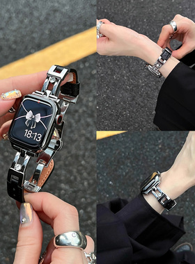 Border滑梯皮质蝴蝶扣适用华为表带Fit4/3表带金属红米4/5watch10